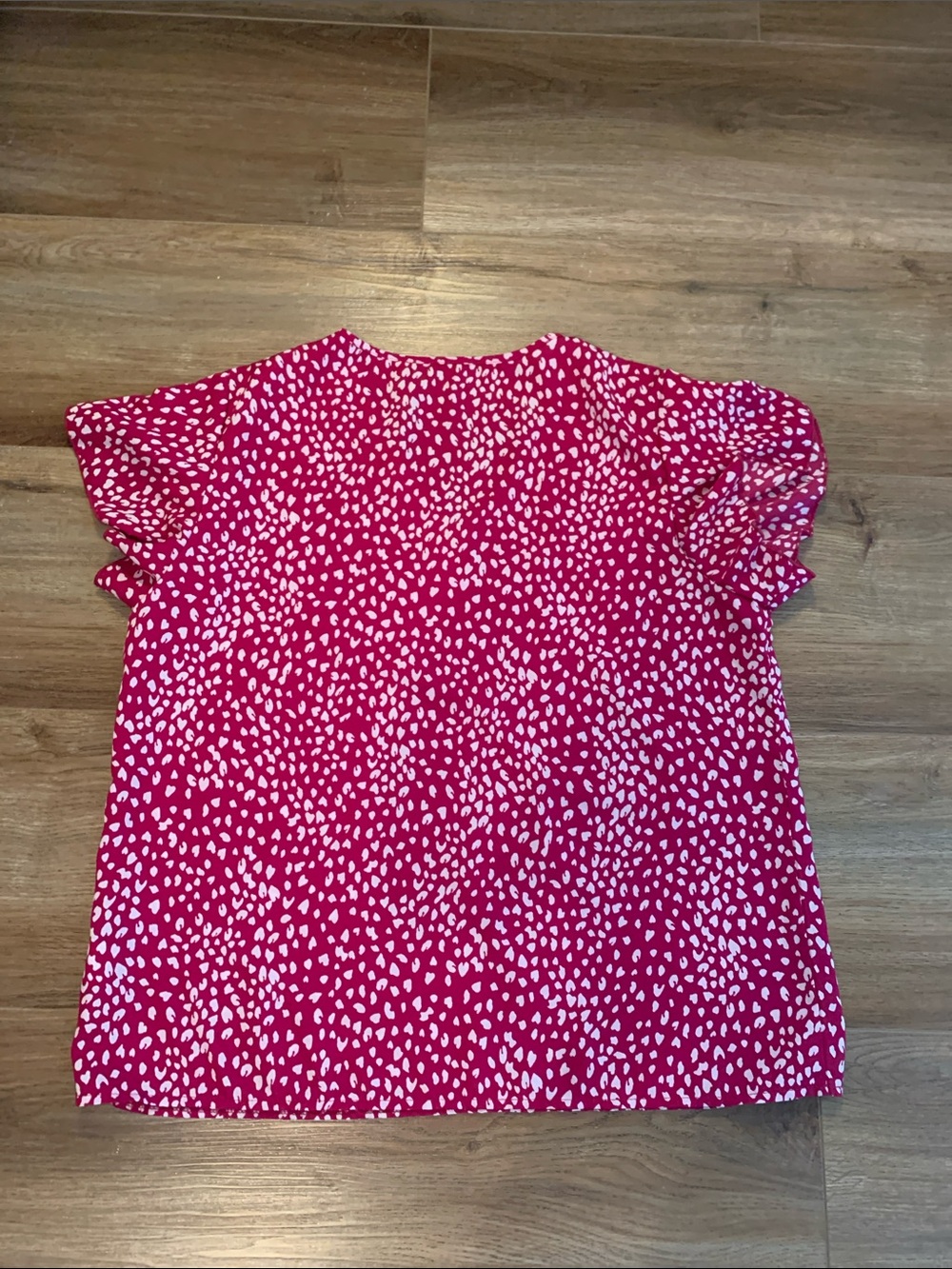 SHEIN Tops (2)Red Embroidered Ruffle Sleeve Dress with Pink print Size XL - Picture 8 of 12